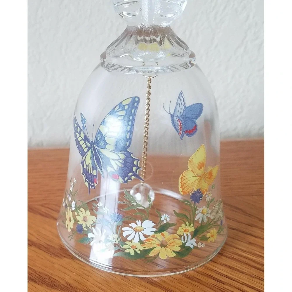 Avon Butterfly Floral 24% Full Lead Crystal Bell (1990)